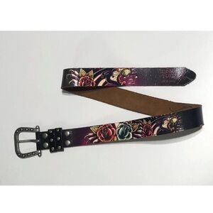 Vintage Y2K Ed Hardy Belt Size Large Handmade Genuine Leather